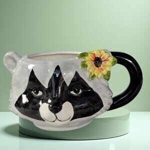 Robert Stanley 3D Racoon w/Flower Coffee Mug Tea Cup Cottagecore 13 oz